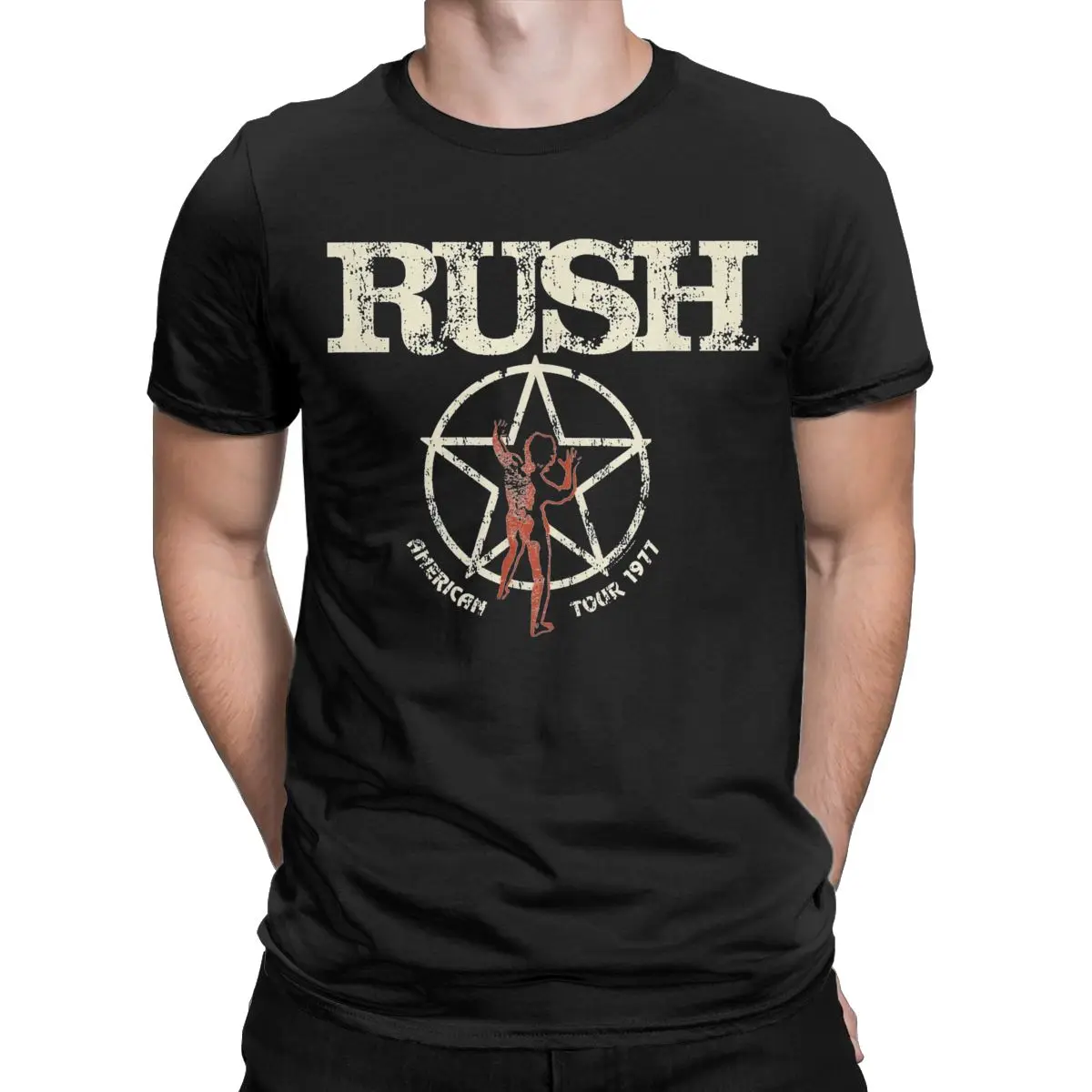 Rush Band T Shirt Men's Pure Cotton Novelty T-Shirts Crewneck Tees Short Sleeve Clothing Summer