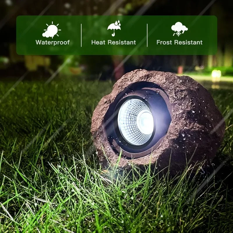 

Super Bright Solar Rock Lights 4-Count, Waterproof Adjustable for Lawn Patio & Walkway Lighting
