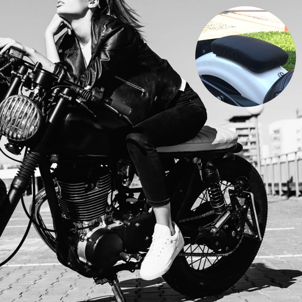 وسادة مقعد بتصميم ريترو مقاومة للماء من البولي يوريثان للدراجة النارية ومقعد الركاب الخلفي لركوب الدراجات النارية المريح