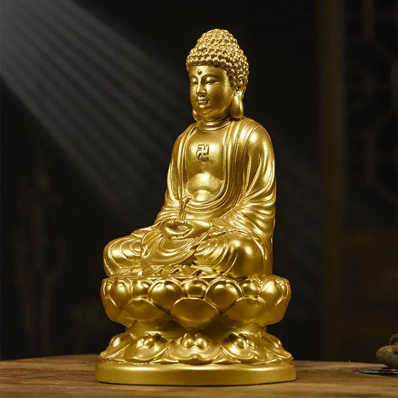 FX-18  statue real wood carving golden body Buddha statue of  Dahi Tathagata Sanbao Buddha statue of Medicine Master Buddha