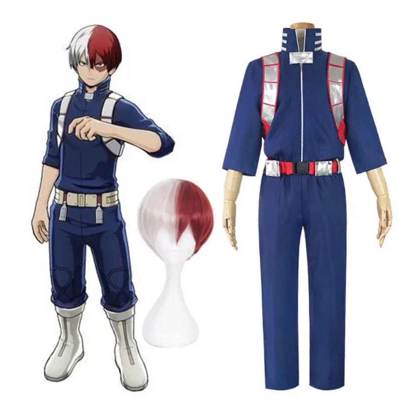 My Hero AcademiaTodoroki Shoto Cosplay Costumes Baku No Hero Academia Men Anime Role Play Suit Pants Belt Halloween Wig Sets