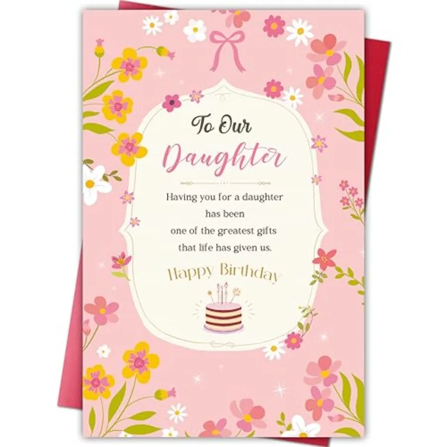 

Happy Birthday Card for Her, Birthday Card from Mom and Dad, Bday Cards Gift for Adult