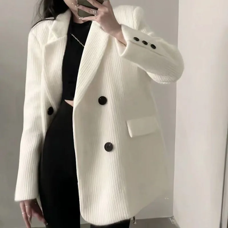 Loose White Quilted  Tailored Coat 2024 Jackets for Women Roupas Femininas Fashion Chaqueta Mujer  Temperament Top Ropa