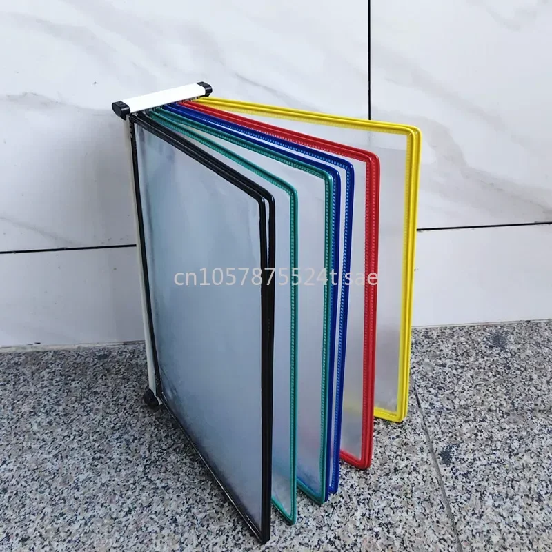 A4 Magnetic Flip Display Rack 10 Pages Wall-mounted Data Rack Workshop Work Instructions Folder Insertion Bag