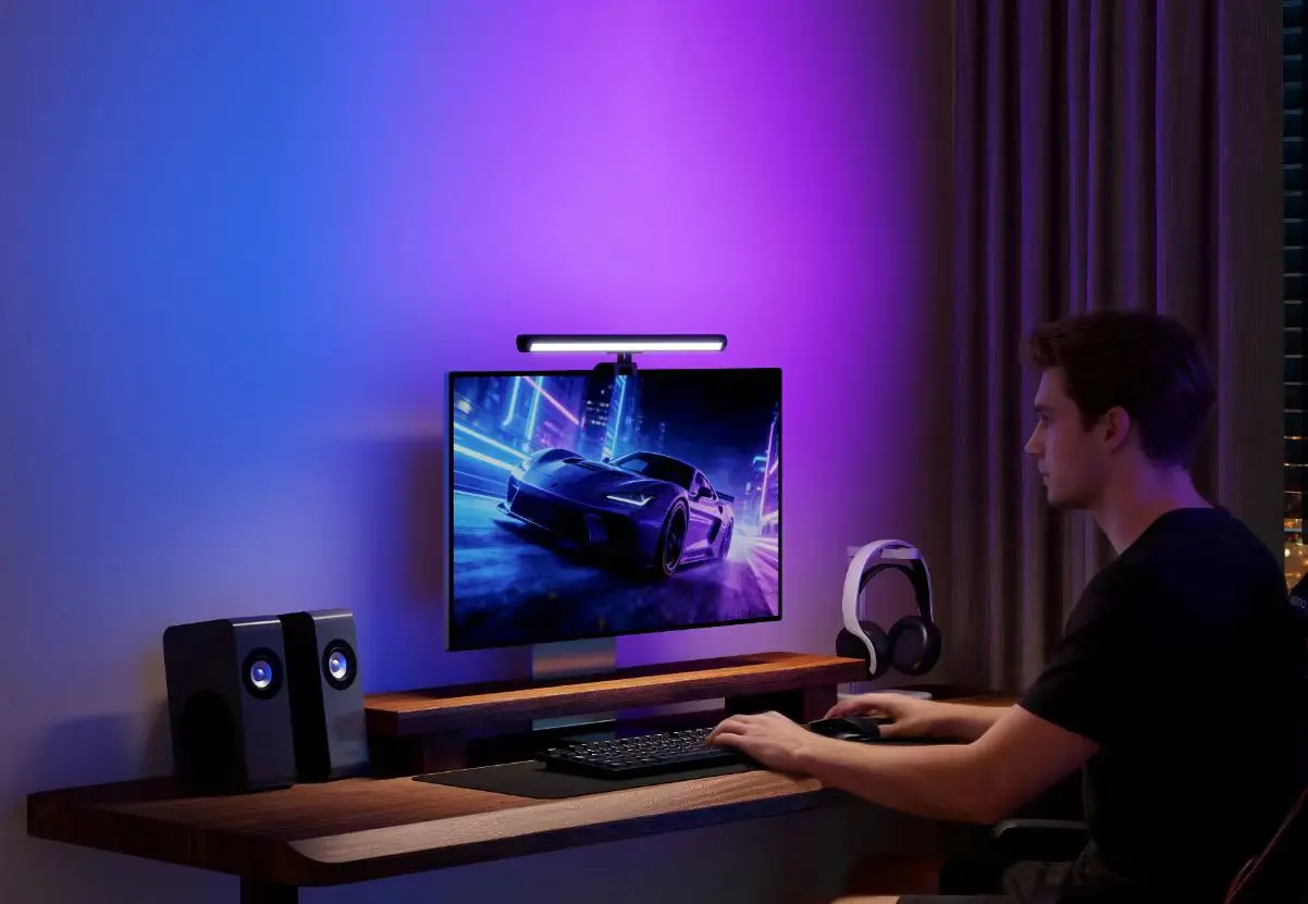 Computer monitor light bar RGB screen ambient hanging light stepless dimming rhythm gaming room decorative LED desk lamp for stu