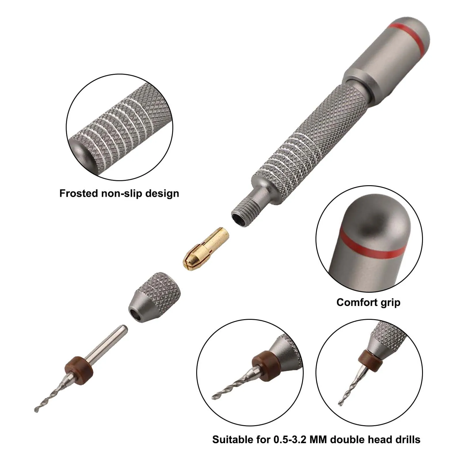 21 Piece Hand Drill Bit Set with Chuck and for mini Pin Vise for Jewelry Making Woodworking Craft and Model Assembly Tasks