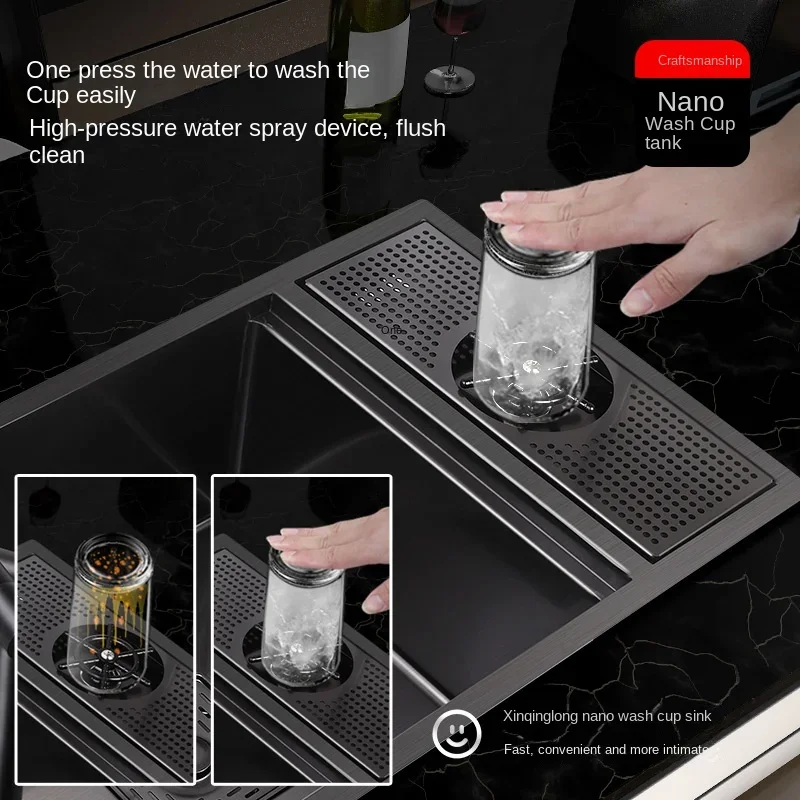 55cm x 32cm 304 Nano rubinetto pieghevole per lavello nascosto in acciaio inossidabile con ampia fessura singola e piastra di copertura rondella per