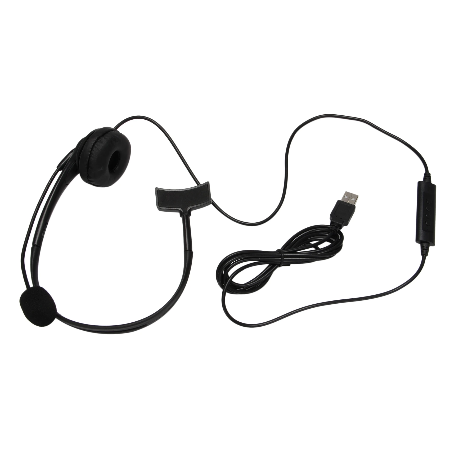 BIGSALE-USB Call Center Headset with Noise Cancelling Mic Monaural Headphone for PC Home Phone Service Plug and Play
