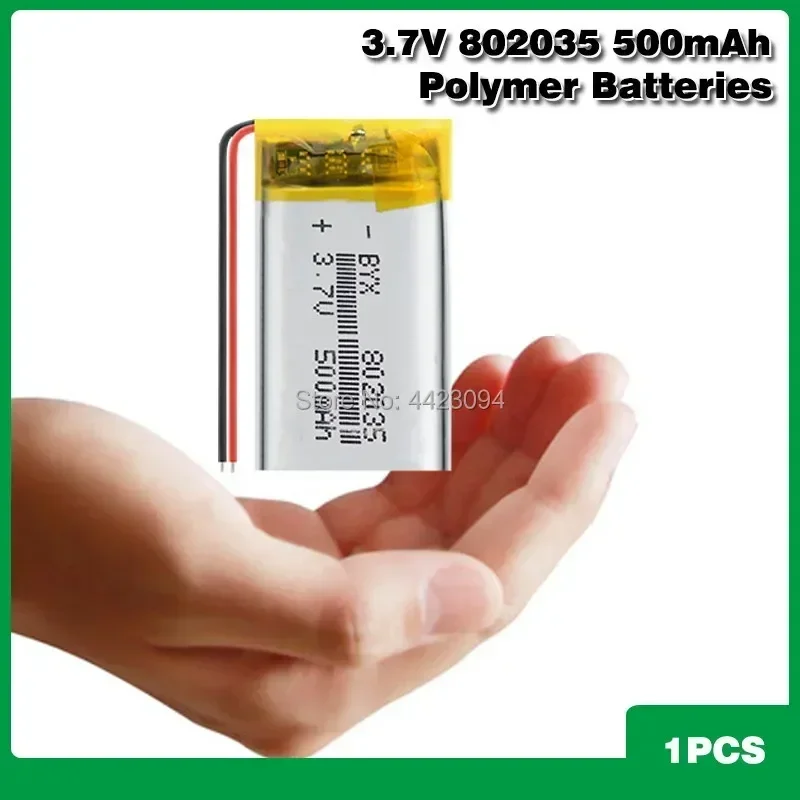 3.7V 500mAh 802035 polymer lithium ion battery For MP3 MP4 DVR DVR Toys Mio mivue 536 mio 518 recorder mirror dvr phone speaker