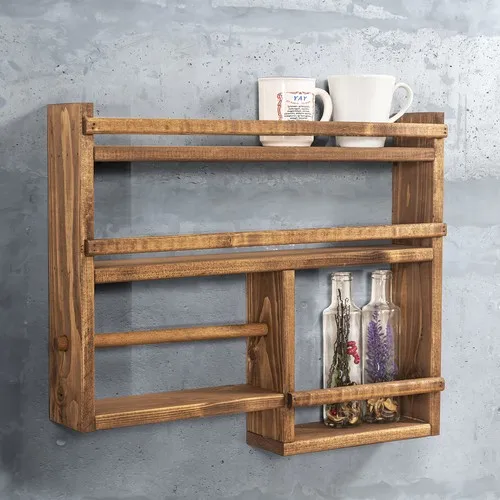 Tedarikcenter Spice Rack Wooden Kitchen Rack Terek Multi-Purpose Rack-Walnut