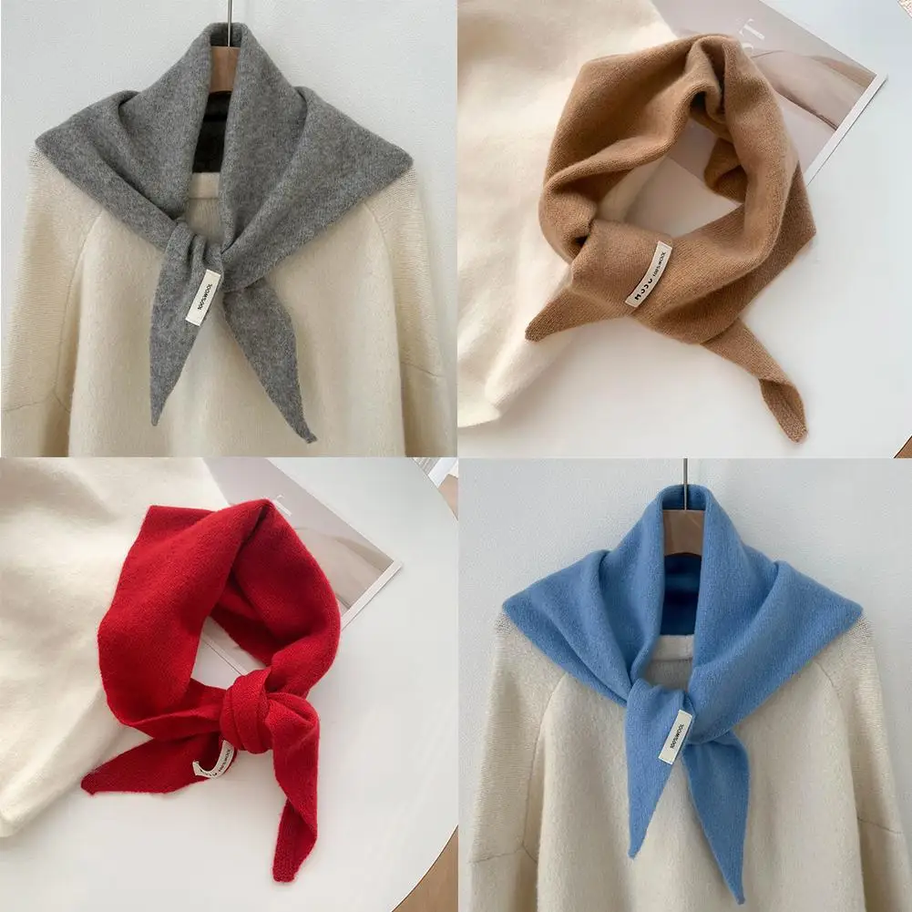 

Британский корейский треугольный шарф, нишевый шерстяной треугольный шарф, женский платок, вязаный шарф, многофункциональный теплый вязаный шарф