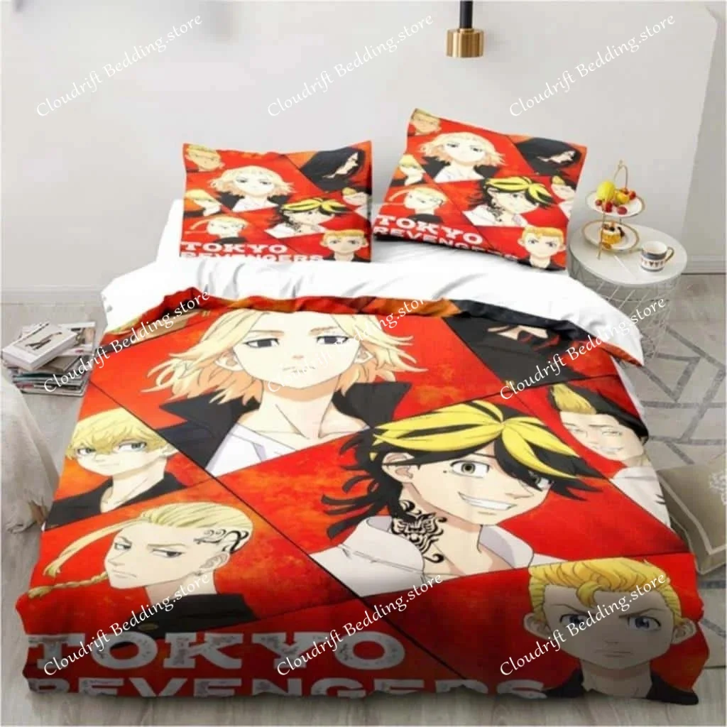 

Fashion Tokyo Revengers Bedding Set Polyester Double Single Full Size Anime Bed Set Adults Teens Bedroom Luxury Duvet Cover Set