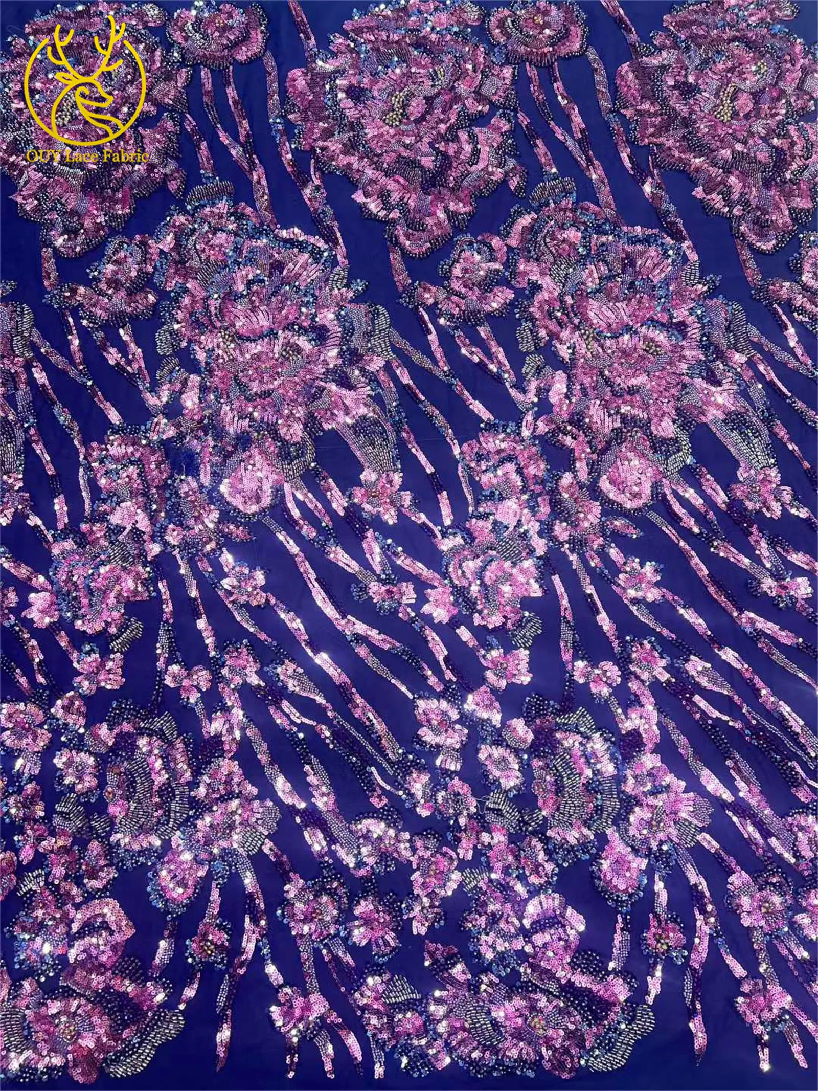 Luxuriöser afrikanischer handgefertigter schwerer Perlen-Spitzenstoff 2026 nigerianischer Pailletten-Mesh-Spitzenstoff für Damen, Party, Hochzeitskleid – Detail 5