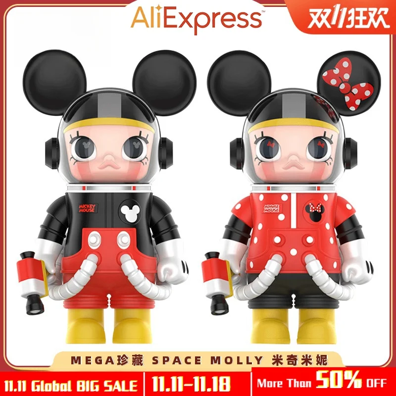 100% 400% Space Molly X Disney Figure Anime Mickey Minnie Mega Molly Action Figurine Mode Doll Statue Gift Decoration