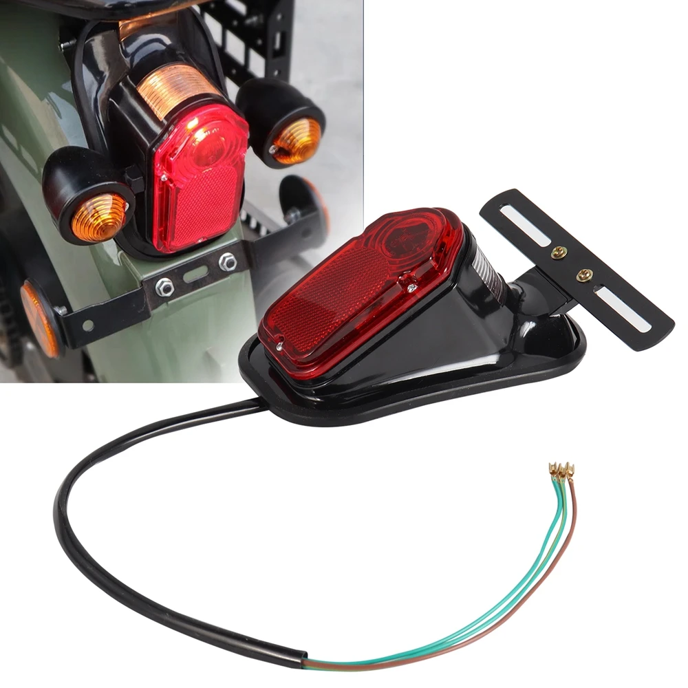 Motorcycle Chrome Red Tombstone Brake Tail Light Signal For Harley Bike Aluminiu