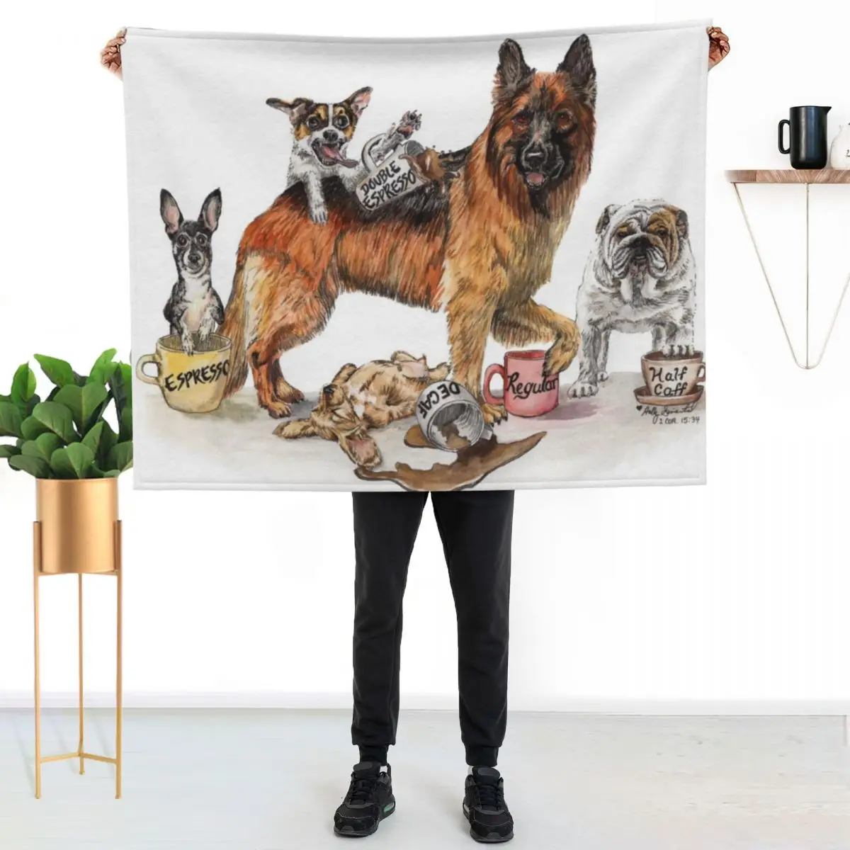 

Coffee Dogs Throw Blanket Faux Fur Soft Warm Blanket for Bed