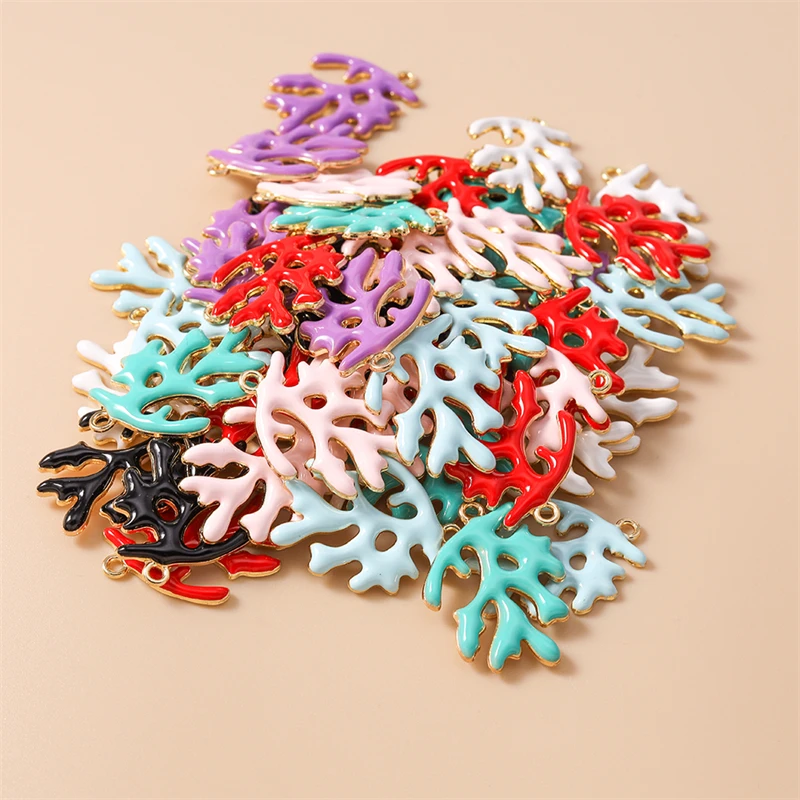 20 Stück 20 x 27 mm niedliche Emaille-Meereslebewesen-Korallen-Charms-Anhänger für Schmuckherstellung, Halskette, Ohrringe, Armband, DIY-Bastelzubehör – Detail 13