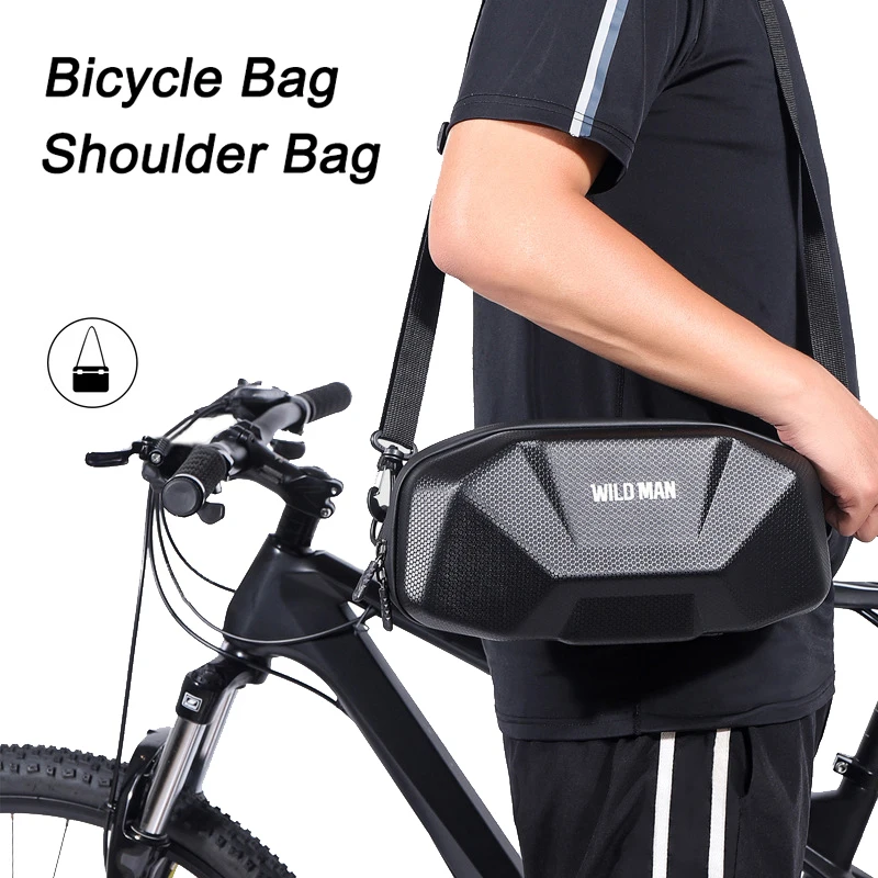 WILD MAN Waterproof Bicycle Handlebar Bag Big Capacity Front Tube Cycling Bag EVA Hard Shell Bike Head Bag Mtb Accessories 3.5 L