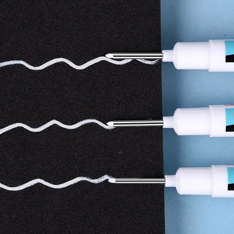 3PCS/Set 0.7mm 20mm Long Nib White Marker Pens Multi-Purpose Deep Hole Marker Quick-drying Carpenter Oily Pen for Bathroom Wood