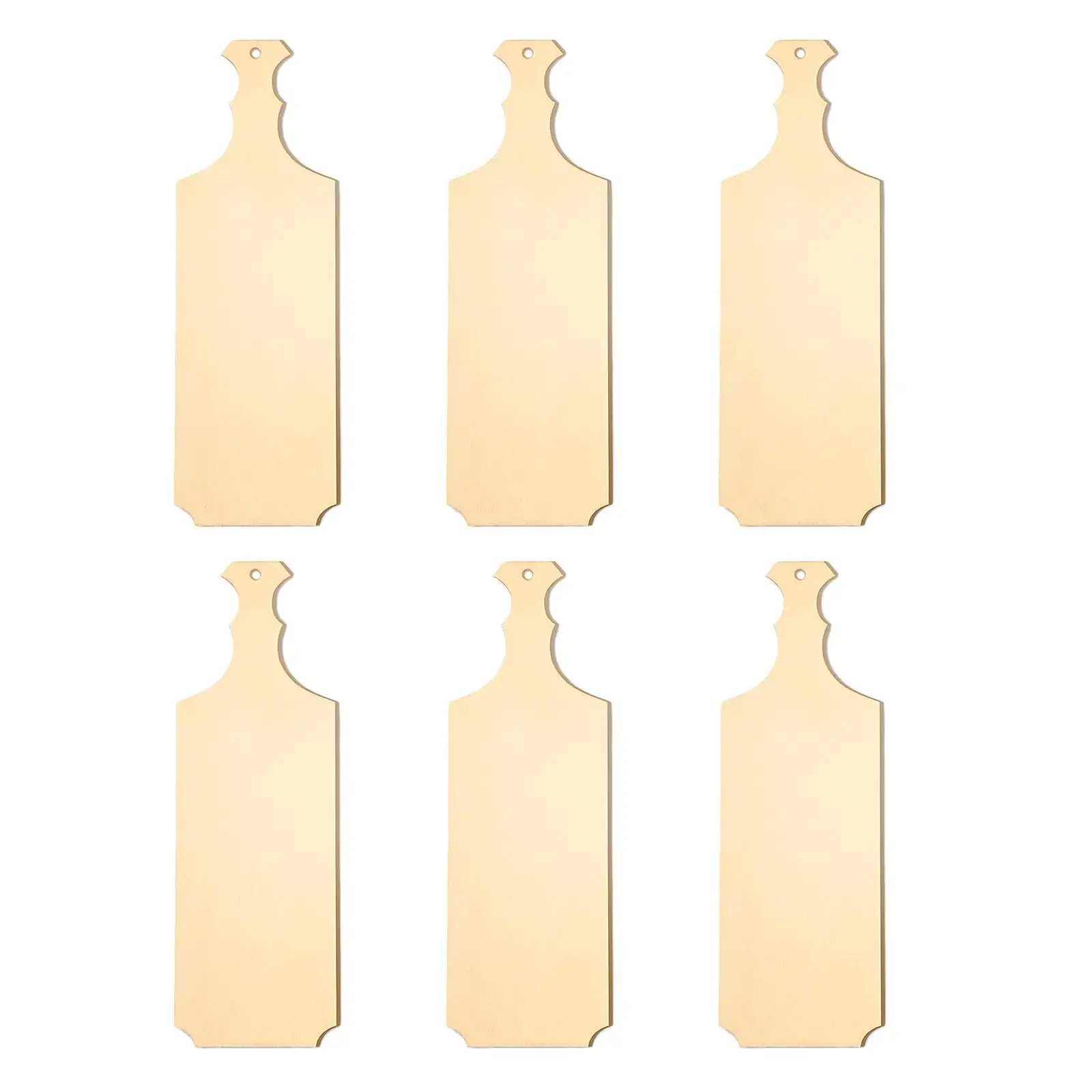 6 Pieces Wooden Mini with Handle Unfinished Wood Paddle Chopping Board Tray Cutouts for Decor