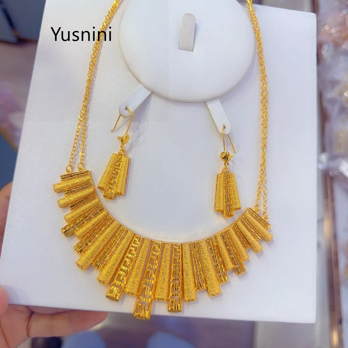 New Dubai Nigeria 24K Gold Plated Necklace Earrings as Wedding Party Gift Jewelry and Accessories Set   YY10961 - view 6
