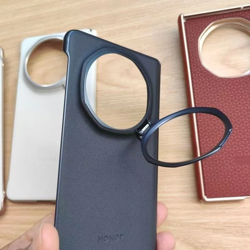 حافظة لهاتف Honor Magic V5 5G غطاء هاتف جلدي فاخر لهاتف Magic V5 حماية كاملة رفيعة مضادة للصدمات مع مسند