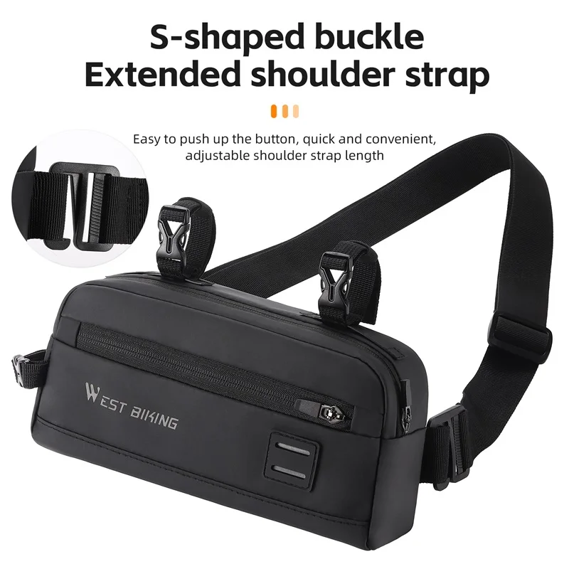 WEST BIKING Multifunctional Bicycle Handlebar Bag Waterproof Bike Front Tube Bag Portable Waist Bag Shoulder Bag Cycling Bag