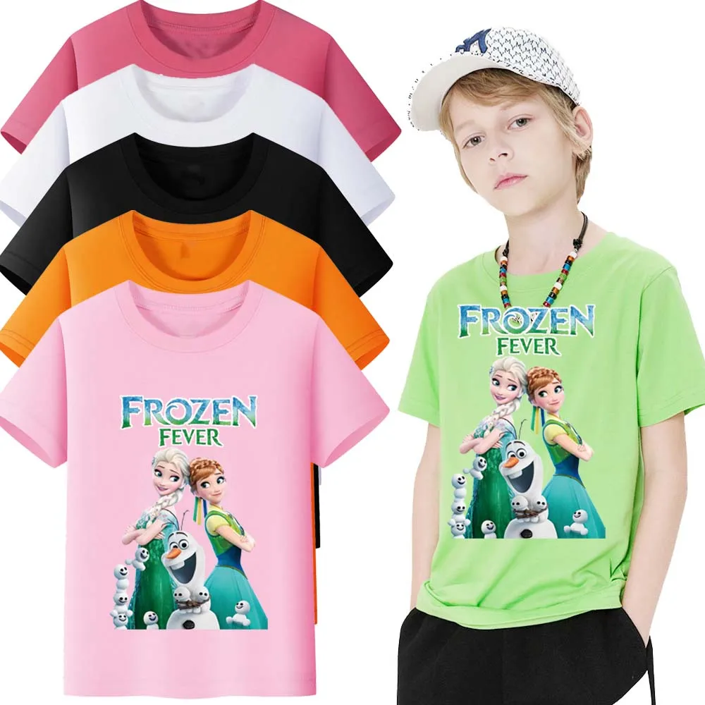 

Kawaii Anna Elsa Frozen T Shirt Girl Tops Tees Kids Girls Clothes Disney T-shirts Children Short Sleeve Birthday Party Costume