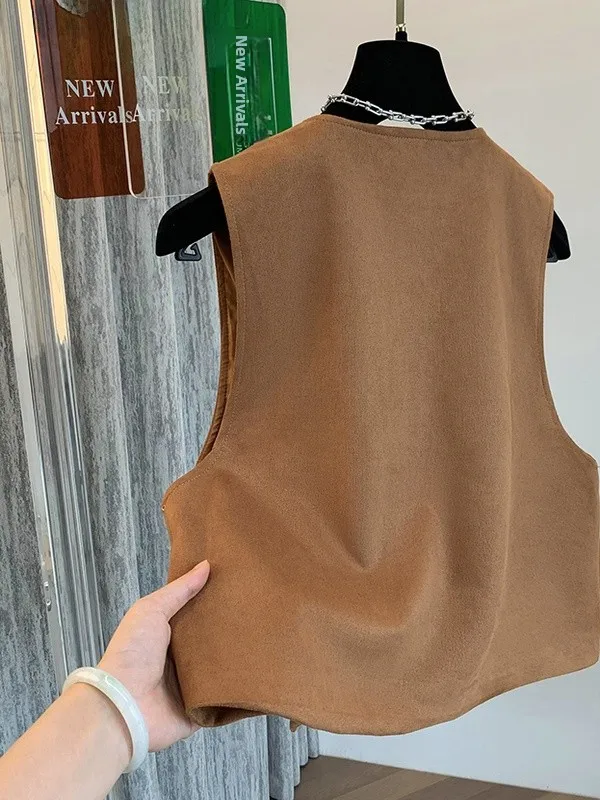 n Heavy Brodery Jaet Ropa de mujer de gran tamaño Sin botón redondo Ne Top Chaleco casual en capas Verano
