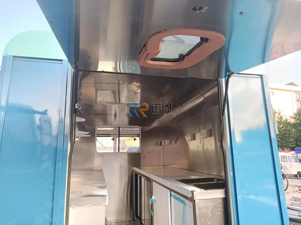 In Stock Vintage Electric Food Truck Commercial Mobile Food Van Coffee Ice Cream Cart with Kitchen Equipment