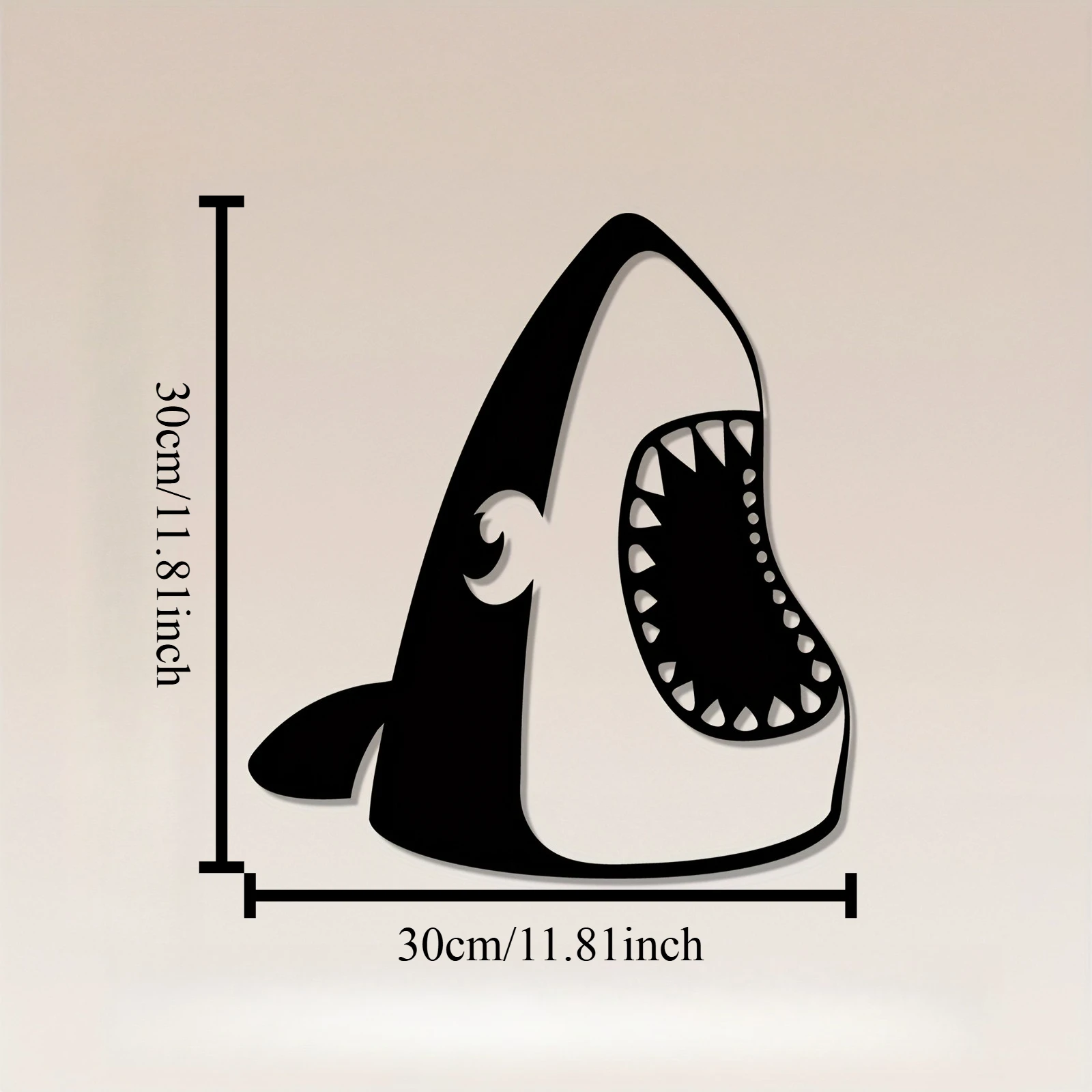 CIFBUY Iron Wall Art Shark Sculpture Minimalist Marine Decor For Living Room Bedroom Terrace Easy Install Black Frame Design