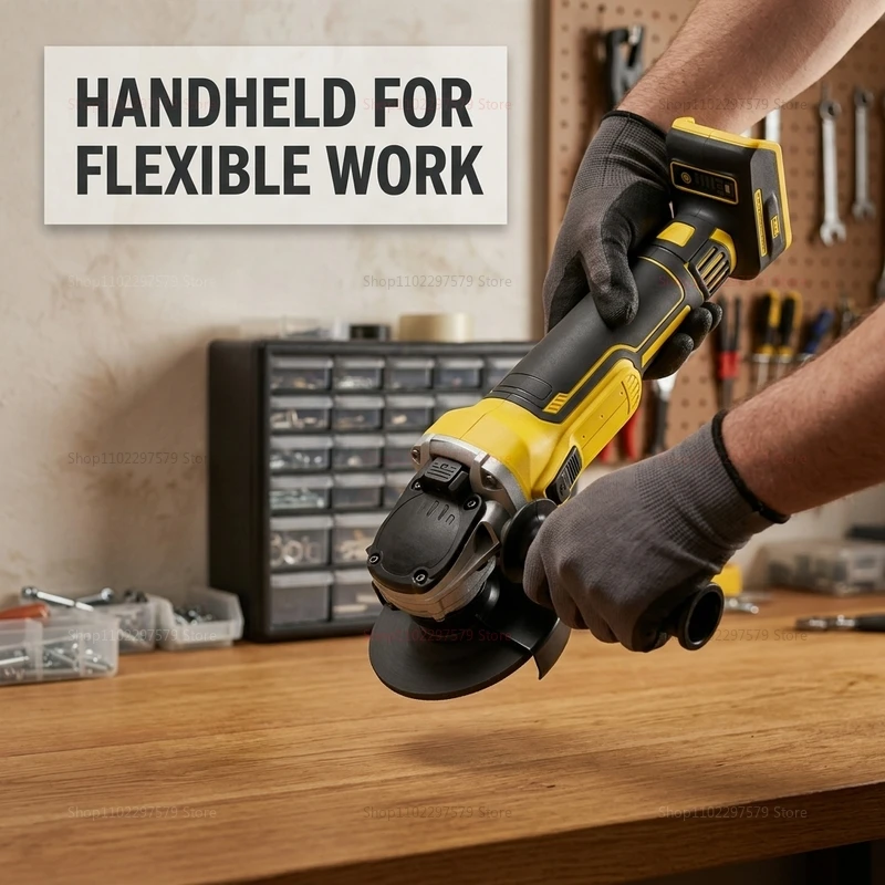 125mm Cordless Brushless Angle Grinder 9000RPM with Cutting Polishing Tool Compatible Battery for Metal Wood DIY Projects