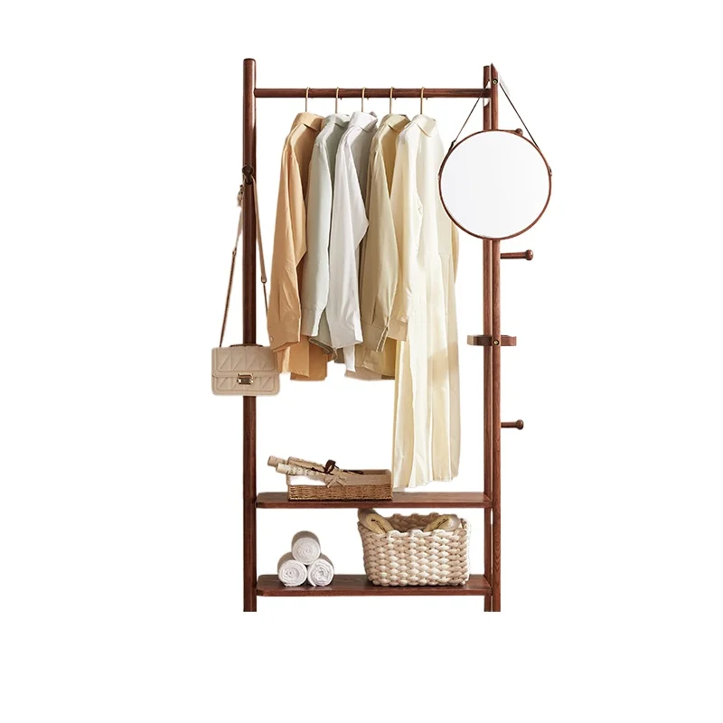 

New Chinese-style solid wood hanger, floor-to-ceiling bedroom with mirror hanger