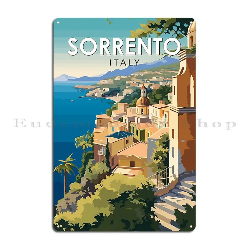 Sorrento Italy Travel Art Vintage Krissiddesigns Metal Plaque Character Printing Party Club Living Room Pub Tin Sign Poster