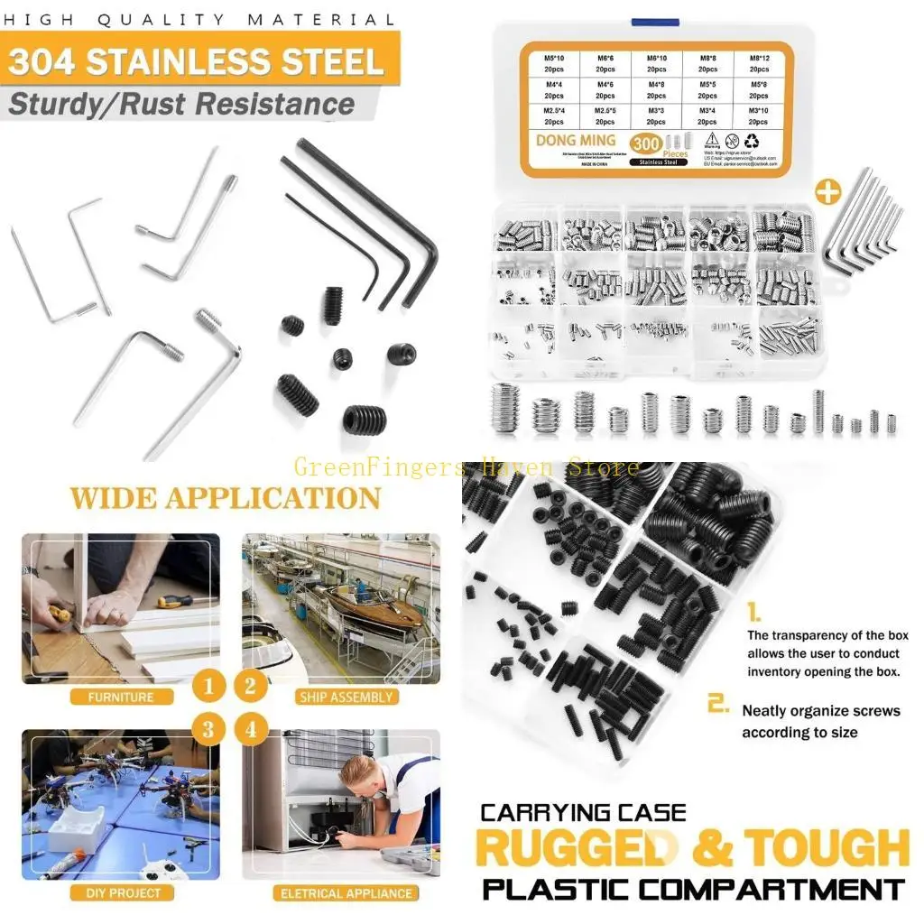 

F68D 300 шт./компл., удобная упаковка винтов, 3 4 5 8 винты, винты из нержавеющей стали, внутренние приводные винты для