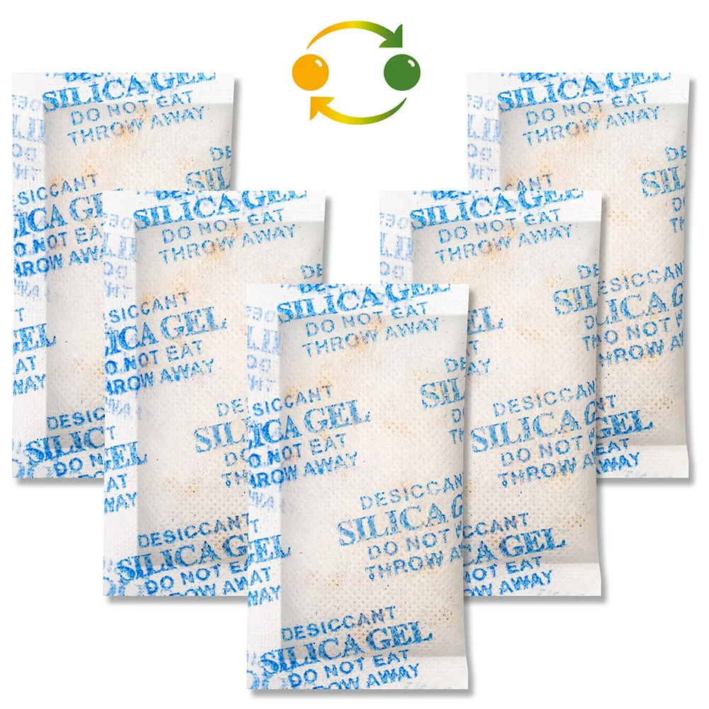 32 Packs 10g Silica Gel Packets Indicating Desiccant Dehumidifier Moisture Absorber Packets for Storage