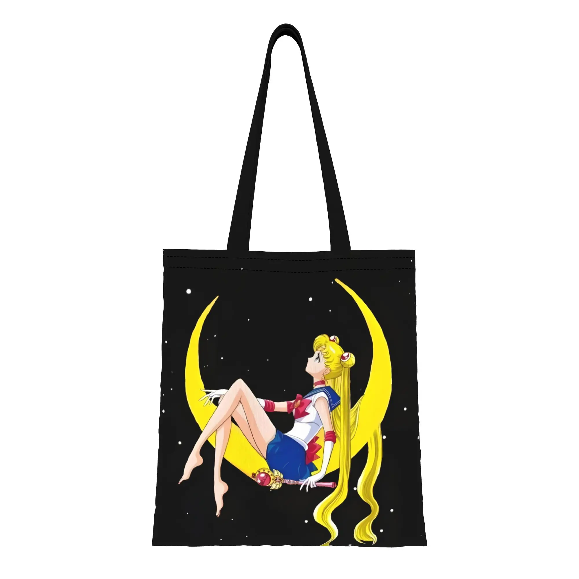 1PC On Crescent Sailor Moon Canvas Tote Bag Perfect for Shopping & Personal Use Great Gift