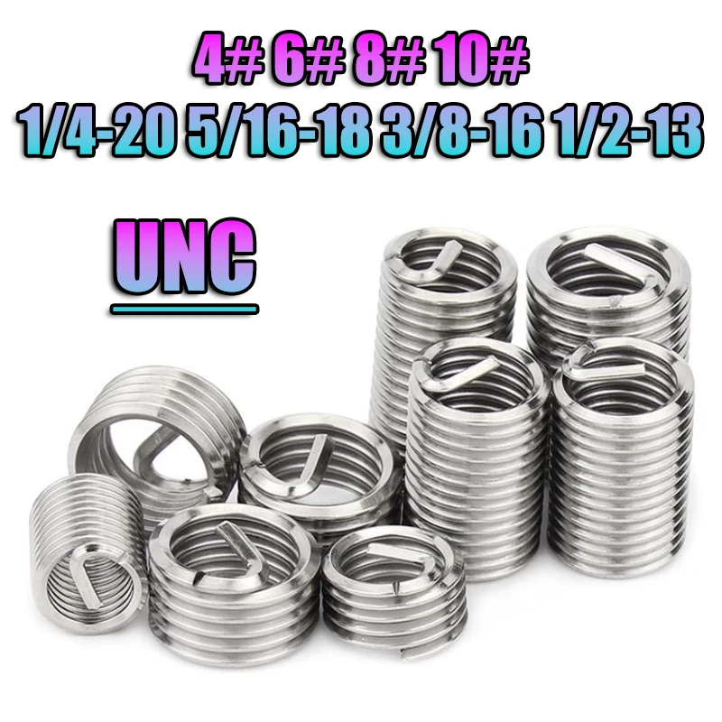 UNC Thread Insert 4#~10# 1/4 5/16 3/8 1/2 304 Stainless Steel Helicoil Thread Repair Insert Coiled Wire Helical Screw Sleeve