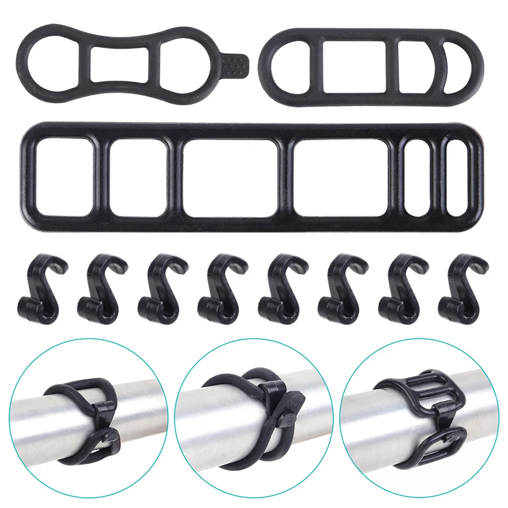 Bicycle Silicone Band Torch Silicone Bands with Small Hook Bike Silicone Mount Band Waterproof Non Slip for Light Speaker GPS