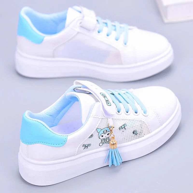 

Girls Sanrio hello kitty velcro kuromi board shoes leather cover spring and autumn new non-slip children's casual shoes fashion