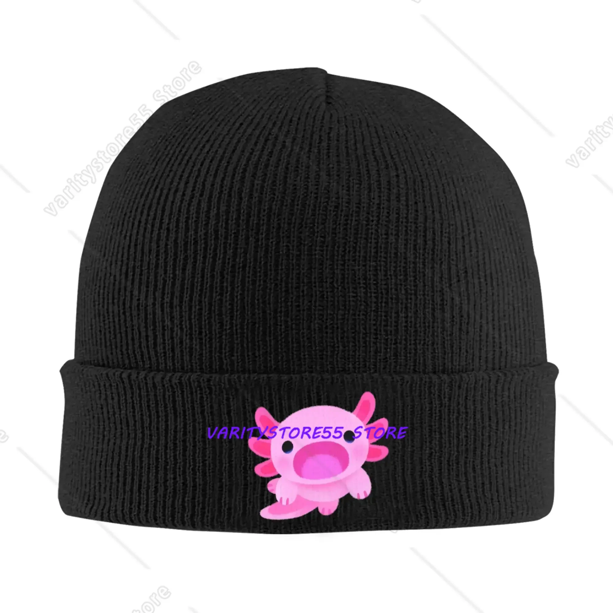 Men Women Happy axolotl Beanie Hats  Casual Knit Hat Winter Hippie Caps Design Thermal Elastic Bonnet Hats