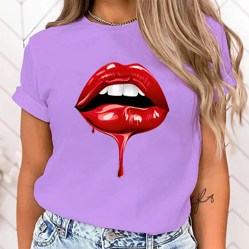 Lips Printing T Shirt Men/Women Tops Tees Summer Cool Loose Short Sleeve