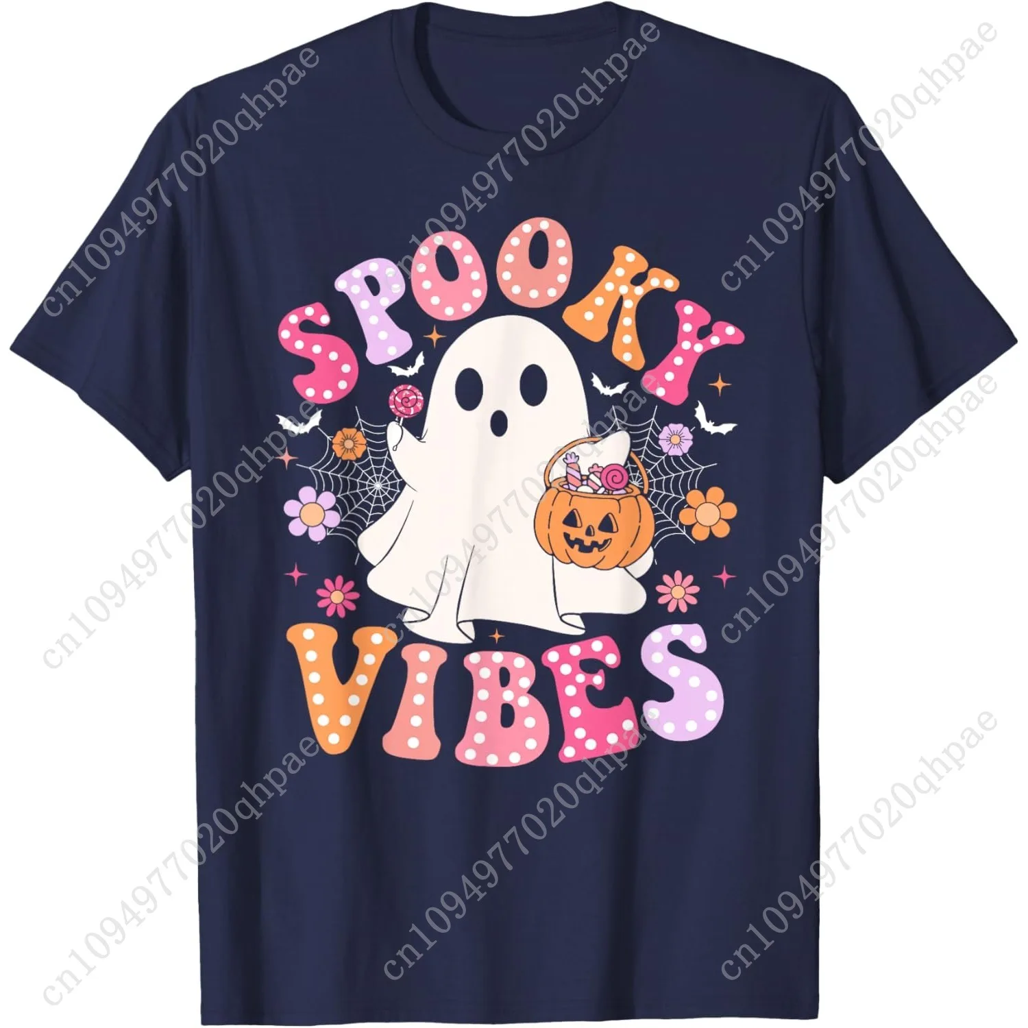 Spooky Vibes Ghost Retro Groovy Halloween Donna Ragazza T-shirt per bambini