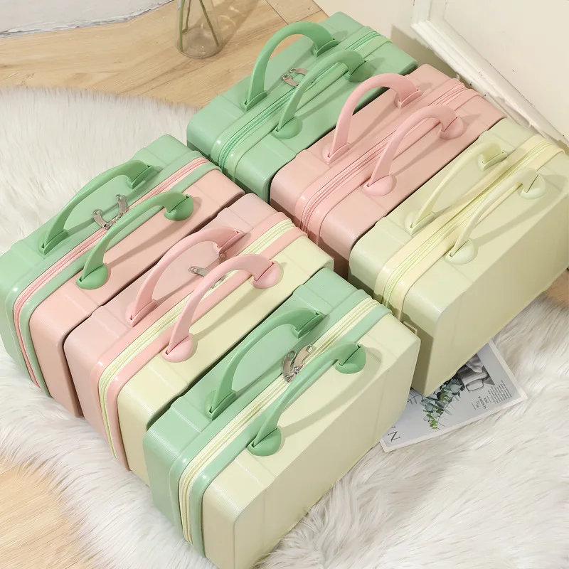 14 Inch Candy Color Handheld Mini Suitcase Lightweight Cosmetic Storage Gift Box Travel Carry‑on Case
