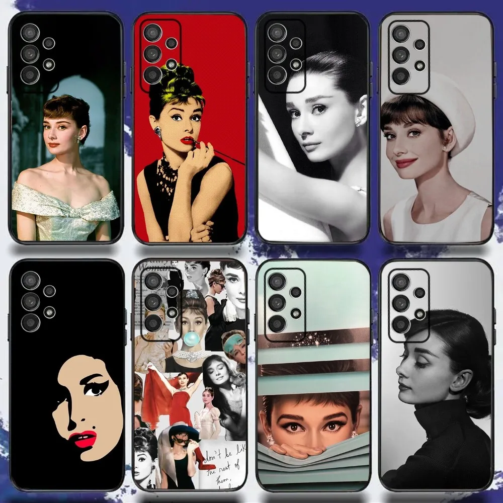 Audrey Hepburn Phone Case For Samsung S24,S21,S22,S23,S30,Ultra,S20,Plus,Fe,Lite,Note,10,9,5G Black Soft Cover