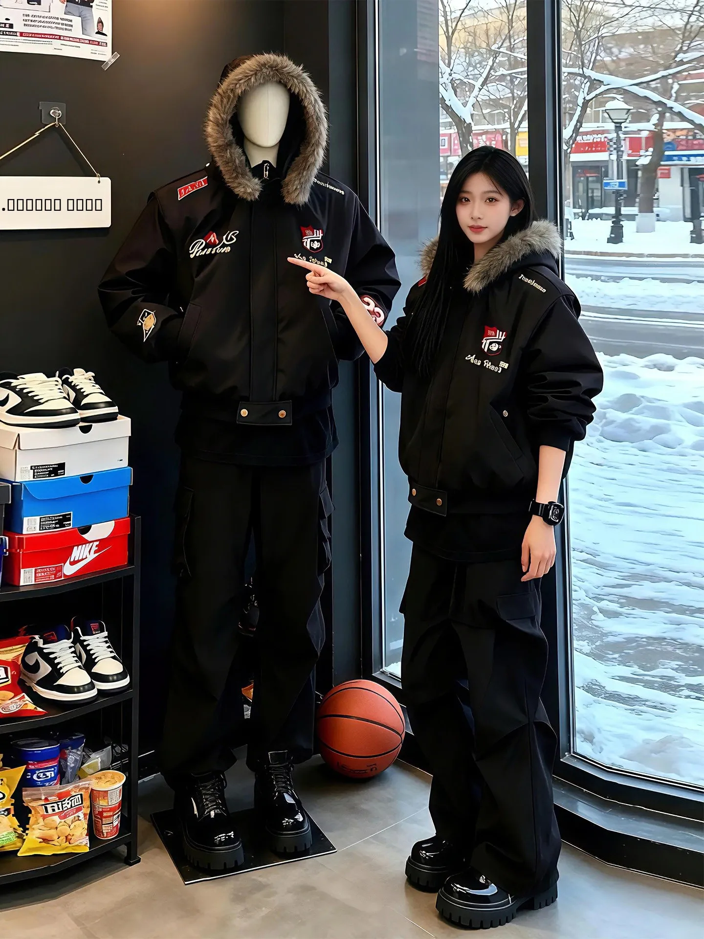 

Мужская зимняя парка Bla American с вышивкой и меховым воротником, утепленная, для пар, теплая верхняя одежда