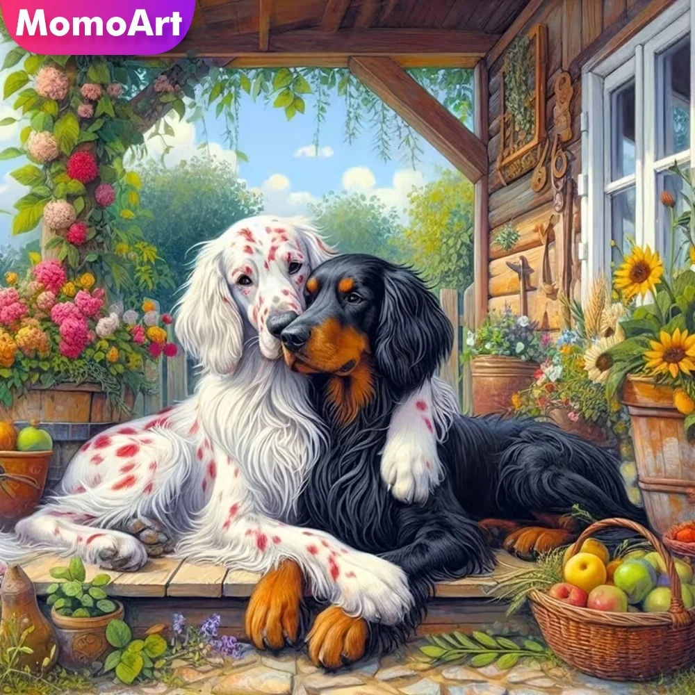 Momoart Elmas Mozaik Köpek Hayvan Resmi Rhinestones DIY Elmas Boyama Bahçe Akrilik Zanaat Malzemeleri El Yapımı Hobi