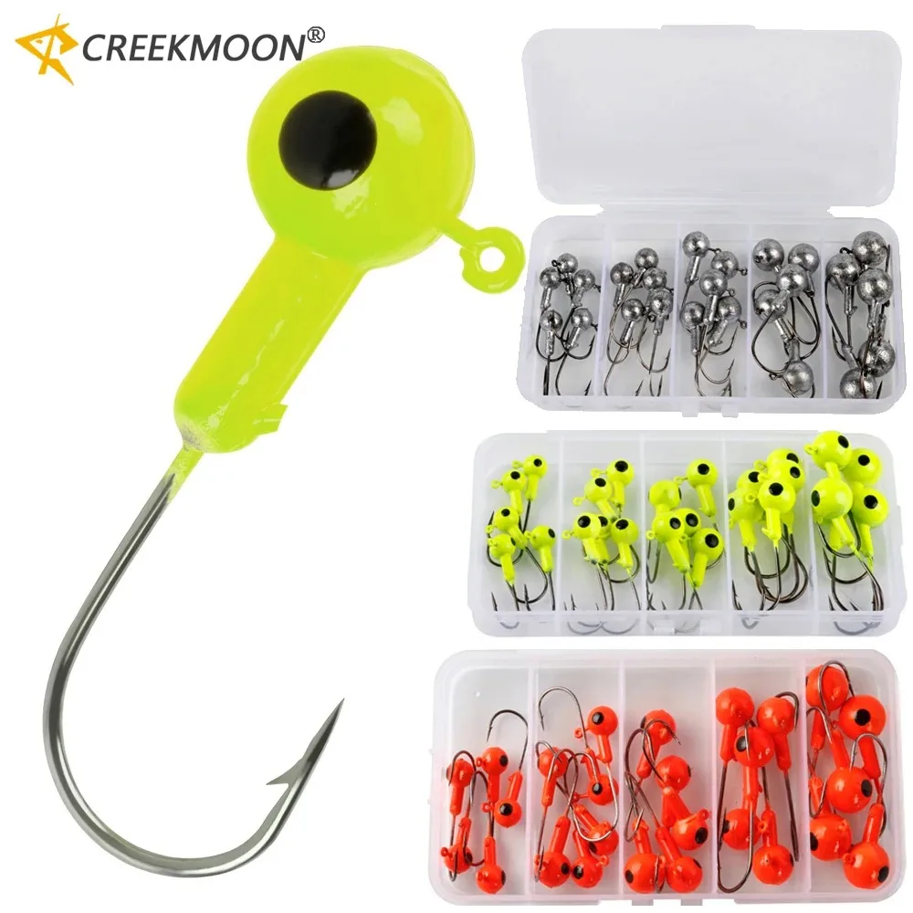 

2g 3.5g 5g 7g 10g 25Pcs/box Weights Fishing Jig Round Head Hook 3 Colors , Jigging Heads Fishing Tackle for Soft Grub Worm Baits