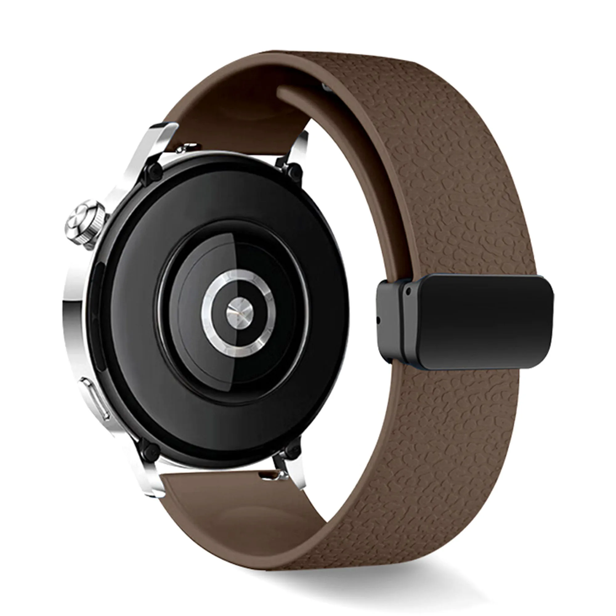 

22mm Magnetic Silicone Band for Huawei Watch GT 5 46mm / GT 5 Pro 46mm / Samsung Galaxy Watch3 45mm Litchi Texture Watch Strap -