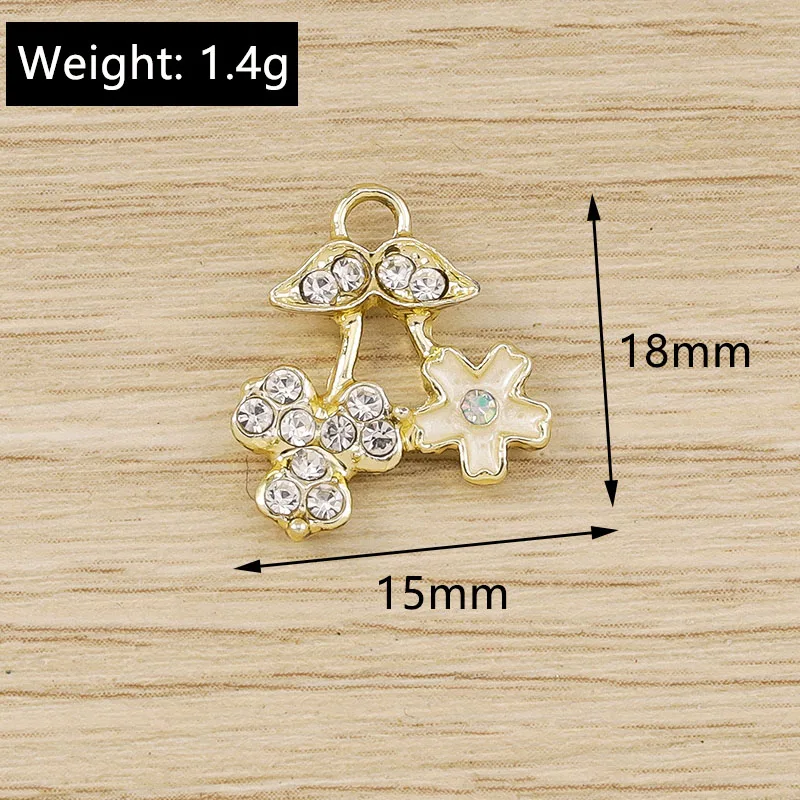 Tusember 10 Stück Exquisite Kristall-Kirsch-Anhänger-Charms für modische Ohrhänger, Halsketten, DIY-Schmuckherstellung und Zubehör – Detail 1